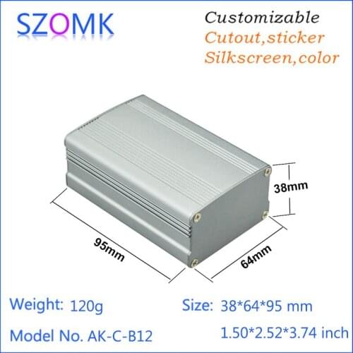 10 pcs, 38*64*95mm grey power supply instrument diy box extrusion aluminum enclosure szomk electrical aluminum control box
