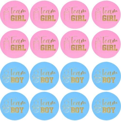 24/48pcs Team Boy Team Girl Stickers Decoration Baby Shower Supply Its Boy or Girl Vote Gift Bag Sticker for Gender Reveal Party