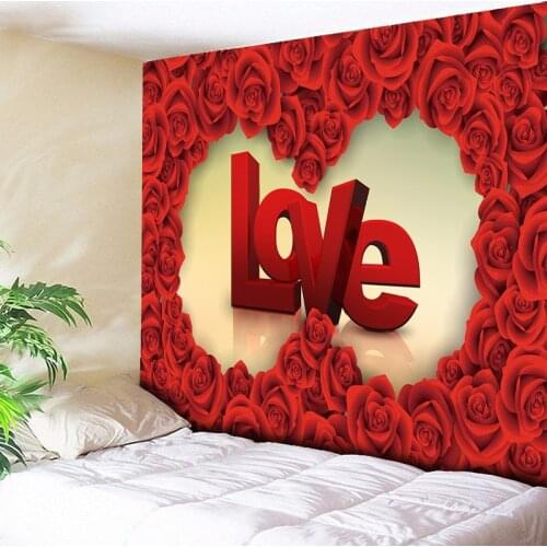 3D Love Romantic Rose Tapestry Print Flowers Art Carpet Scenery Tapestry Home Decor Wall Hanging Couple Bedroom Boho Tapestries