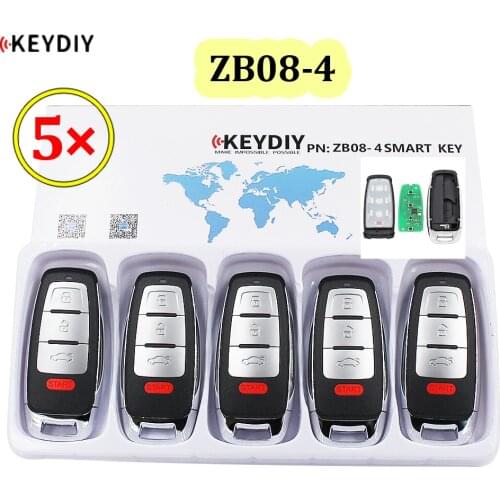 5PCS/LOT Universal KEYDIY ZB08-4 KD Smart Key Remote for KD-X2 KD Car Key Remote Replacement Fit More than 2000 Models