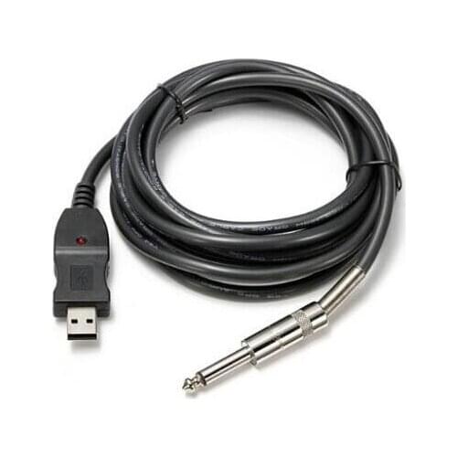 50pcs/lot 3M Guitar Bass 1/4'' USB TO 6.3mm Jack adapter PC Recording USB Guitar cable
