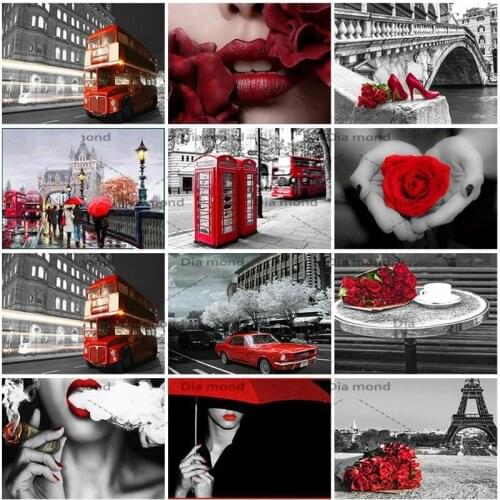 5D DIY Scenery Diamond Painting Red Rose Full Square/round Diamond Embroidery Sexy Lady Mosaic Hand Crafts Gift Home Decoration