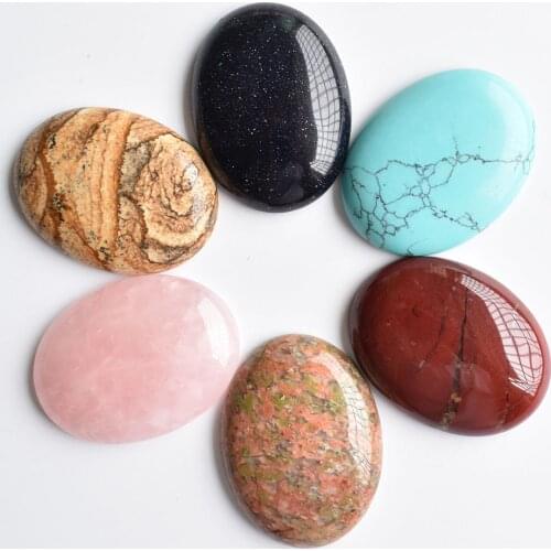 Wholesale6pcs/lot fashion assorted natural stone mixed Oval CAB CABOCHON beads 30x40mm for DIY jewelry accessories making free
