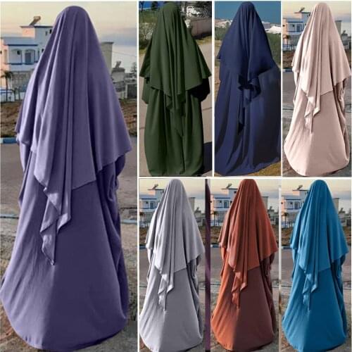 Abaya Muslim Arab Niqab Hijabs 2021 Ramadan Eid Prayer Garment Long Khimar Islam Women Hijab Scarf Wrap Sleeveless Tops Jilbab
