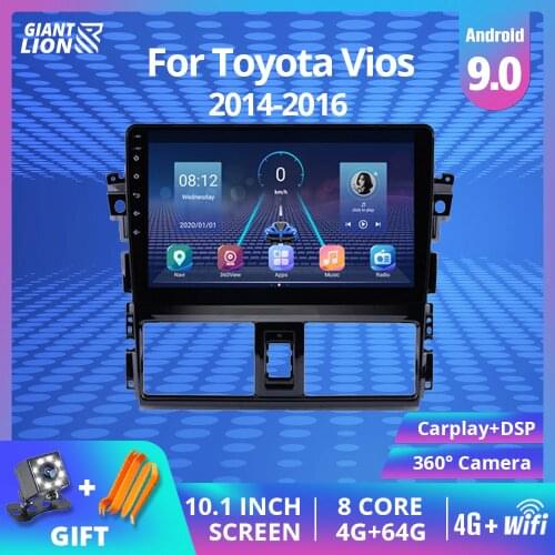 10''inch 2Din Android 9.0 Car Radio For Toyota Vios 2014 2015 2016 Car Multimedia Player Support Mirror Link DVR OBD Autoradio