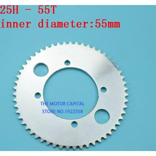 Free shipping 25h 55t 55mm Sprocket Chain Wheel fit E-scooter Bicycle mini Motocycle