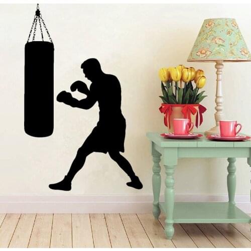 Boxing Boxer Sports Wall Decal Sticker Wall Decal Martial Home Decoration Accessories vinyl Poster Gym Boys Room Decor H213