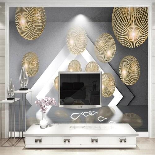 Milofi custom large wallpaper mural 3d solid metal sphere expand space modern minimalist background wall decoration painting