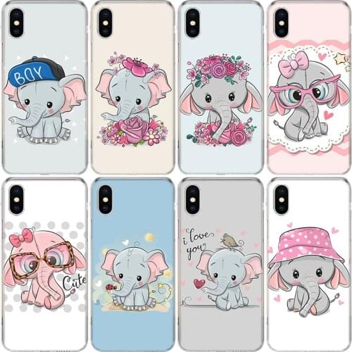 Cute Animal cutce Elephant Phone Case For iphone 11 12 Mini Pro XS MAX SE2020 8 7 6 6S Plus X 5 5S SE XR Cover Shell Coque