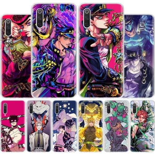 JoJo Bizarre Adventure Anime Cover Phone Case For Xiaomi Note 10 Mi 10 9 8 CC9 5X 6X A1 A2 A3 F1 Pro Lite + Fashion Transparent