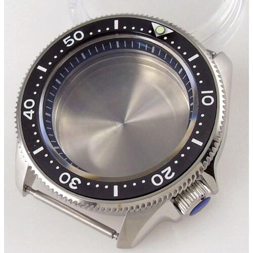 45mm Black Rotating Bezel stainless Watch Case fit for NH35 NH35A movement Watch