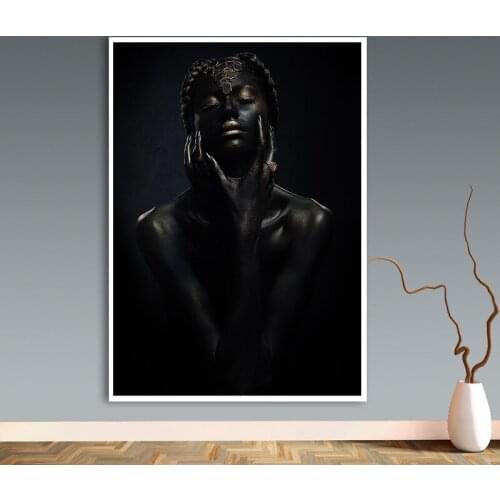 Contemplator Black Nude African Art Woman Canvas Painting Cuadros Posters and Prints Scandinavian Wall Picture for Living Room