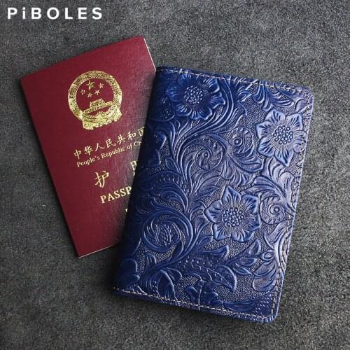 Crazy Horse Leather Passport Cover Retro Genuine Leather Business Card Holder For Men ID Credit Card Slot Wallet Travel Women