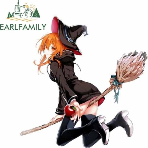 EARLFAMILY 13cm x 12.6cm For Halloween Witch Funny Car Stickers Custom Printing Decal Waterproof Sunscreen Car Door Protector