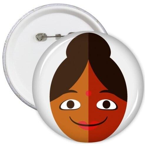 India Flavor Hinduism Religion Lotus Flower Temple Pattern Colorful Lattice Round Pins Badge Button Clothing Decoration 5pcs