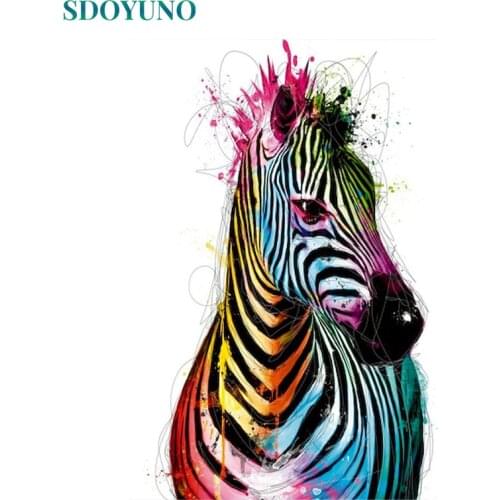 SDOYUNO 40x50cm Painting By Numbers Kits Zebra Frameless Paint By Numbers Animals DIY Digital Canvas Painting Home Decoration