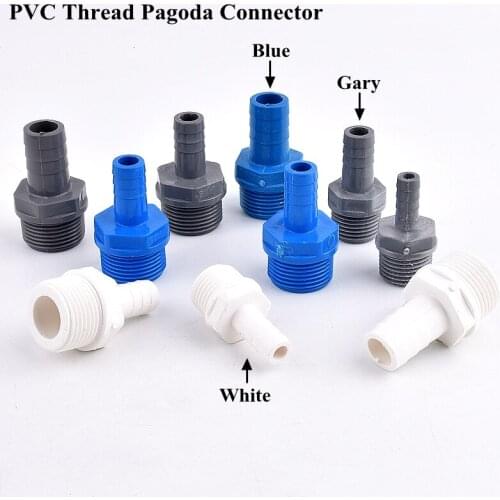 2pc 1/2"~3/4" Male Thread To 8/10/12/16mm PVC Pagoda Connector Garden Irrigation Water Pipe Joint Fittings Aquarium Hose Adapter