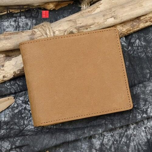AETOO Retro Crazy Horse Leather Wallet, Leather Short Wallet, Mens First Layer Cowhide Casual Wallet