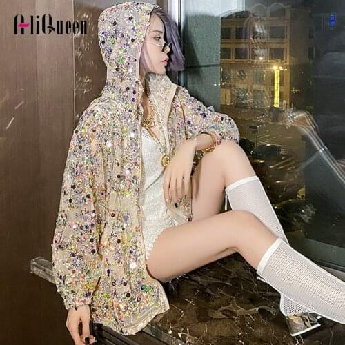 Summer Korean Coats Women Loose Casual Sequins Embroidery Hooded Jacket Lace Sun Protection Clothing Cardigan Jackets Outerwear