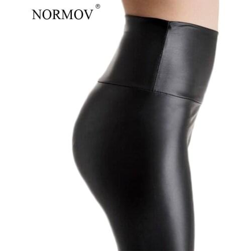 NORMOV Faux Leather Leggings Women Sexy Black High Waist Push Up Women Leggins Sexy Elastic Skinny Thin Leggings