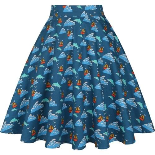 Summer new animal print A-Line swing skirt high waist cotton dolphin women ladies beach skirt Faldas VD0020