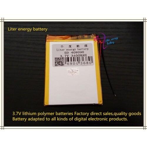 Best battery brand Size 408090 3.7V 3400mah Lithium polymer Battery with Protection Board For PDA Tablet PCs Digital Products Fr