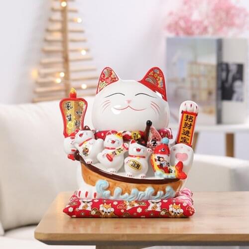 Maneki Neko Waving hand beckoning cat home decoration character resins lucky money cat