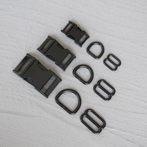 50 Sets 15/20/25mm Metal Black D Ring Belt Straps Slider Side Release Buckle Spring Hook For Dog Leash Collar Accessories
