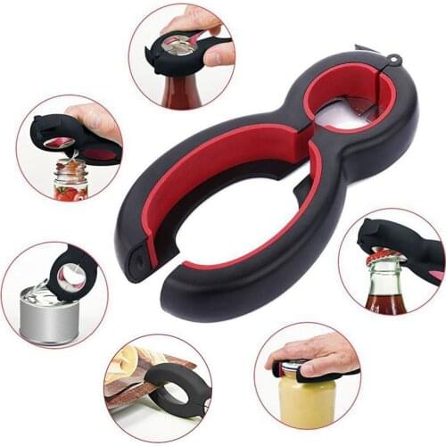 Multifunction Portable Bottle Opener 6 In1 Stainless Steel Manual Opener For Can/Bottle/Cap/Jar/ Tin/ Beer/Wine/ Kitchen/ Restau