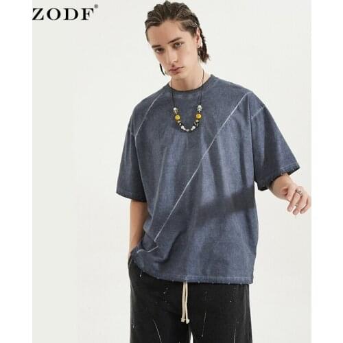 ZODF Trendy Brand 2021 Summer Patchwork Cotton T-Shirts For Men Loose Unisex O-Neck Comfortable T Shirt Tops HY0251