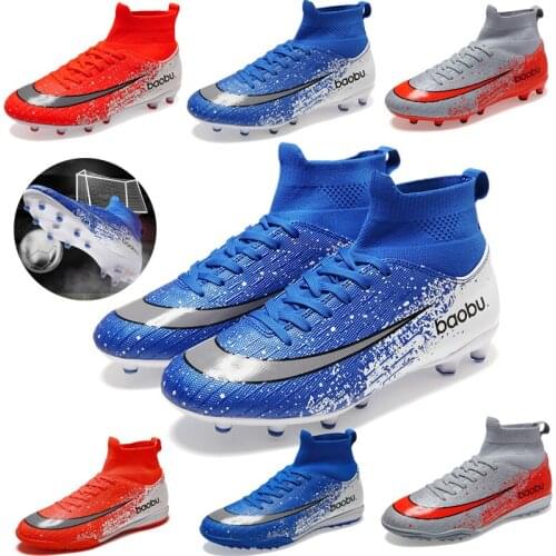 Mens Football Shoes High-top Non-slip TF/FG Football Sneakers Soft indoor Turf futsal Childrens Parent-child Football Shoes