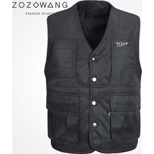 Zozowang solid new casual short spring summer autumn fashion loose Single Breasted waist coat men black V-neck vest men