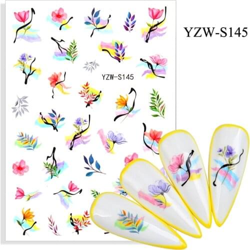 3D Stickers for Nails Spring Summer Self-adhesive Sticker Color Lotus Grass Flowers Nail Art Decorations Nail Foil Accessories