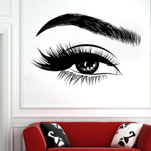 Eyelash decals eye Wall Decal Beauty Salon Woman Face Eyelashes Lashes Eyebrows Brows Wall Sticker Beauty Salon Decor Mural B250