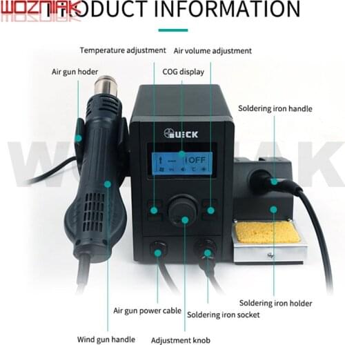 QUICK 715 Newest 2in1 rework and soldering station equal to QUICK 2008 air gun and QUICK 936A soldering iron combination