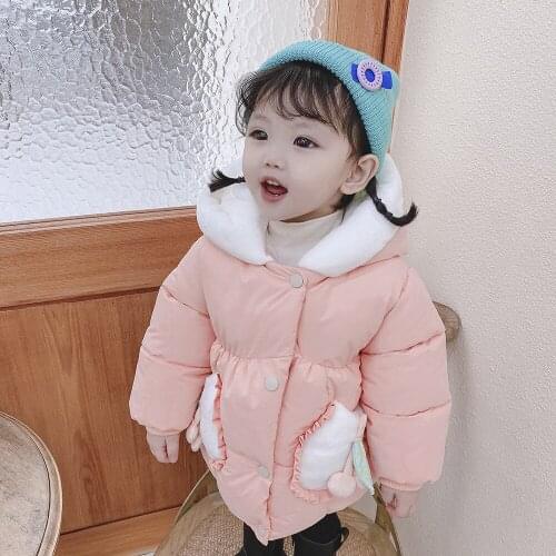 New Kids Jacket Lightweight Down Jacket For Girls Winter Coat Candy Color Girls Jacket Hooded Girls Cotton Clothing Baby 2-8 Age