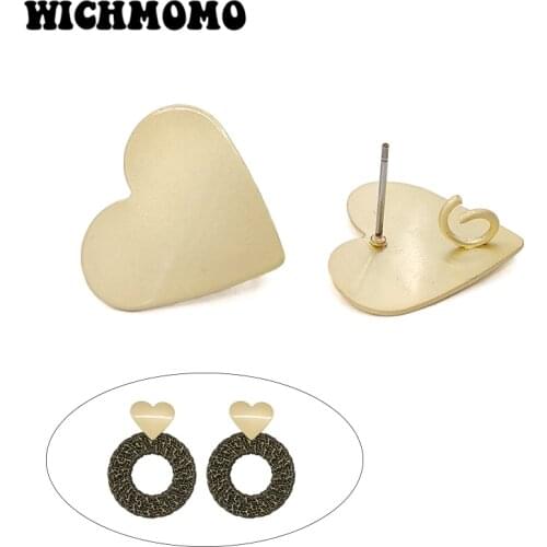 New 23mm 6 Pieces High Quality Zinc Alloy Matte Gold Curved Heart Earring Base Connectors for DIY Earring Jewelry Accessories