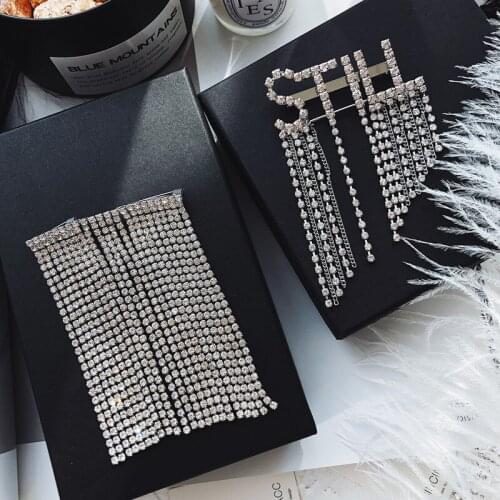 Rongho new Crystal letter still Brooches for Women Hiphop pins Cup chain Tassel clips brooch Pendant femme accessories 2019