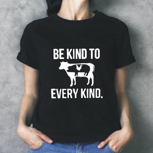 New Harajuku Cotton T-Shirt Summer Be Kind To Every Kind Letter Printing Tees Street Funny Casual Plus Size T-Shirts Women Tops