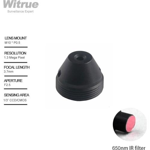 Witrue Pinhole Camera Lens 3.7mm M10 X P0.5 Mount 1.3 Megapixel 1/3" F2.5 with 650nm IR Filter for Mini Security Cameras