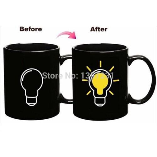 Wholesale 192pcs/lot Thermal Light Bulb Mug by Iskander Mukhamadeyev The Heat Change Ceramic Mug 300ml