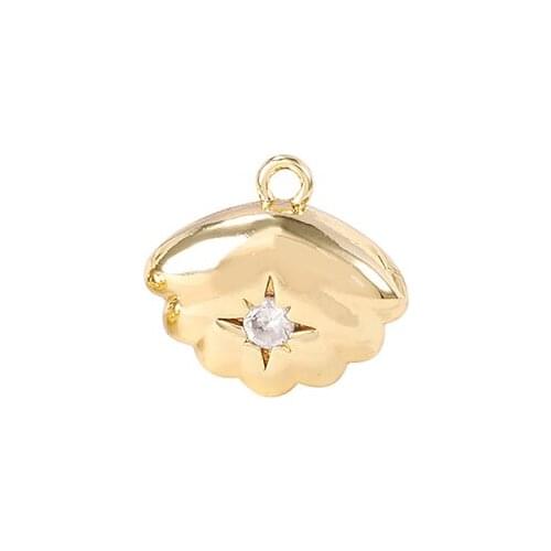 Factory Wholesale Gold Color Brass And Zircon Seashells Charms Pendants Necklace And Bracelet Earring Diy Jewelry Accessories