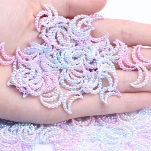 Moon Rainbow Imitation Pearl Art Resin Rhinestones 11x15mm 1000pcs Flatback DIY Crafts Jewelry Making Wedding Decoration