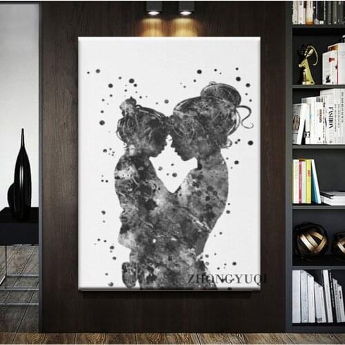Mother and daughter canvas prints Home Decor Nordic Minimalist Posters and Prints Wall Art Canvas Painting for Bedroom