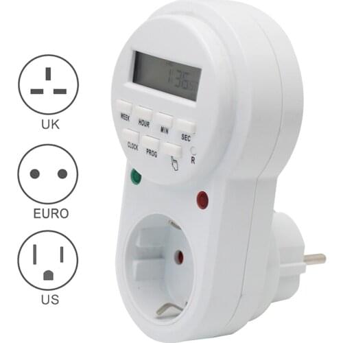 Programmable digital timer socket EU US UK plug 220v 110v american 24 Hour Cyclic Power Socket Outlet Time Clock 220VAC 110VAC