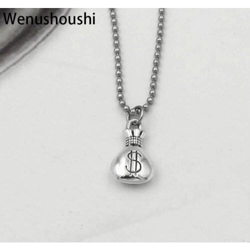 Size 50cm/60cm titanium beads chains vintage dollars purse wallet necklaces for women men jewelry di002