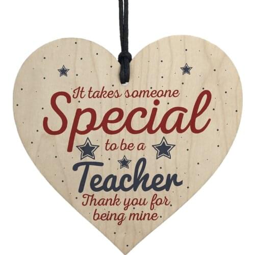 Handmade Wooden Hanging Heart Gift For Teacher Leaving Present Thank You Teacher Gifts Heart Shape Wood Decorative Pendant