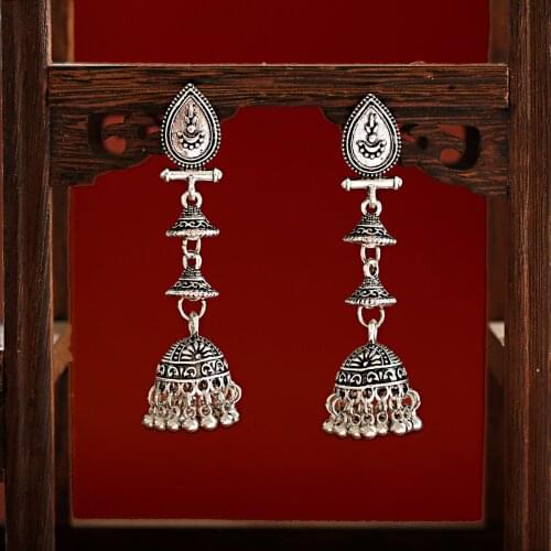 Womens Carved Flower Totem Bells Drop Earrings For Women Boho Indian Egypt Bridal Wedding Golden Tassel Drop Retro серьги