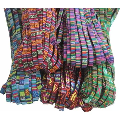 1meter 10mm Flat Ethnic Stitched Fabric Cord/Embroidered Textured Rope for Bracelet Making Jewelry Making Findings Material