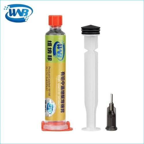 WNB 10cc Syringe Flux Set Sn63/Pb37 Leaded Welding 183℃ Melting Soldering Tin Paste With Solder Paste Scraper For SMD PCB Repair